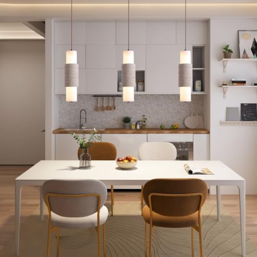 Lustre LED moderne en travertin jaune résolvant l'éclairage direct - 5