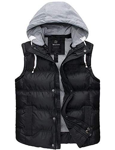 Wantdo Women's Insulated Winter Puffer Vest Hooded Sleeveless Coat Black Medium