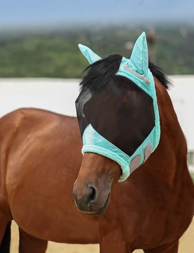 Harrison Howard Máscara de mosca de cavalo, proteção UV, malha fina com toque macio de lã extra na p