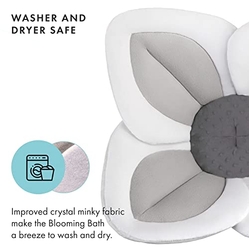 Blooming Bath Lotus Bath Pad - Plush Minky Baby Sink Bathtub Cushion - The Original Washer-Safe Flower Seat For Newborns - Gray/Dark Gray #TOP3