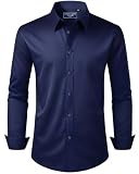 Alimens & Gentle Navy Blue Dress Shirt for Men Wrinkle Free Stain Shield Long Sleeve Business Wedding Navy Button Down Shirts,Navy Blue,Medium