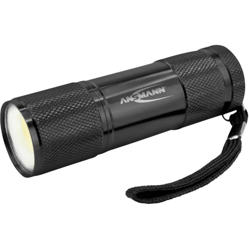 ANSMANN Action COB 1W LED Mini Taschenlampe kompakt für Handtasche, Rucksack, Handschuhfach inkl. 3x AAA Batterie, aus hochwertigem Alu mit IPX3 Schutz, 175 lm Leuchtkraft