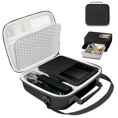 Hard Storage Case for Canon Selphy CP1500 CP1300 CP1200 Wireless Color Photo Printer,Batteries, Photo Paper, and Ink cartridges All Have Dedicated Spaces-Black