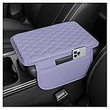 Stacool Upgraded Car Center Console Cover,Microfiber Leather Car Armrest Cover Cushion with 2 Storage Bags,Universal Cars Armrest Storage Box Cars Interior Accessories for Most Vehicles (Purple)