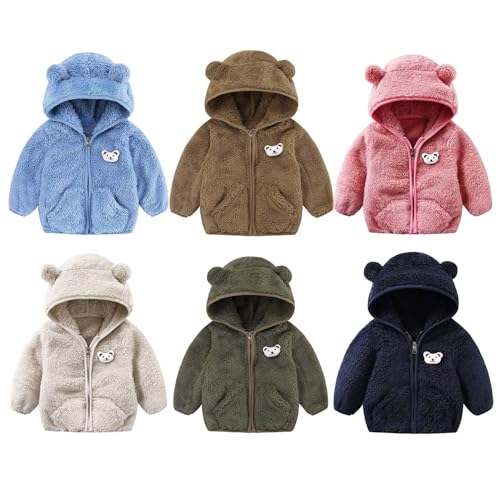 Boys Girls Fleece Jacket 2025 Fall Winter Cute Fuzzy Zip Up Long Sleeve Bear Hoodies Fluffy Open Front Toddler Coats4