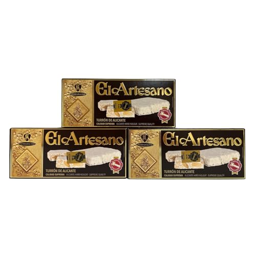 El Artesano - Turrón Calidad Suprema con Azucar (3 Uds Turrón de Alicante)