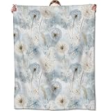 Zeleda Elegant Dandelion Fleece Blanket, Soft Throw with Floral Botanical, Lightweight Cozy Blankets for All Seasons, Nature Watercolor Home Decor and Gifts for Flower Lovers, 50x60 Inch
