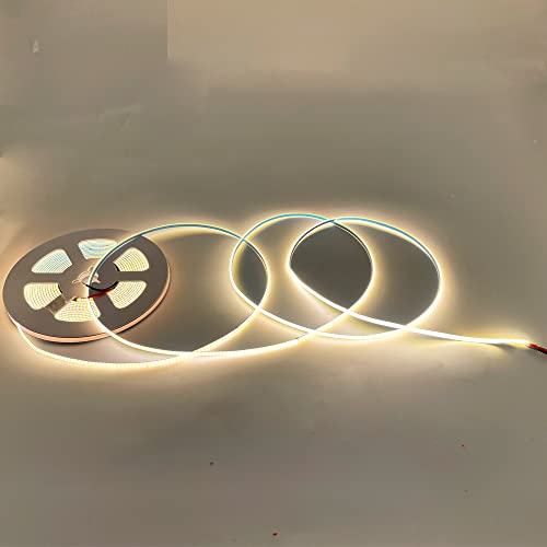 Image of New DC 12V /24V 3MM Thin PCB Premium High Brightness COB LED Strip Flexible High Density Chips CRI 90+ UHB Warm Natural White Light 5M (DC 24V, Natural Light 4000K)
