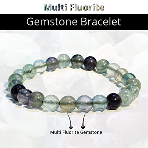 Image of ANAYA AGATE Healing Crystal Bracelet for Women and Men - 8mm Round Beaded Bracelet for Men and Women - Unisex Stretchy Gemstone Bracelet for Healing and Protection