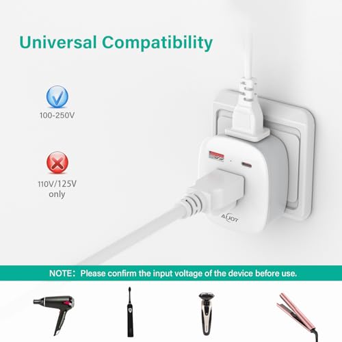 European Travel Plug Adapter, PD 20W USB-C International Power Plug, 2 Outlets & 2 USB Charger (1 USB C), AiJoy Type C Outlet Adaptor Charger for US to Italy France Germany, Travel Essentials