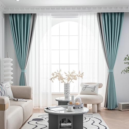 Rideaux de cuisine motif patchwork bicolore avec œillets gris vert 132x213