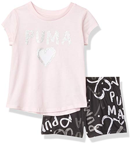 PUMA Baby Girls' Tee and Short Set, Cherry Blossom, 18M
