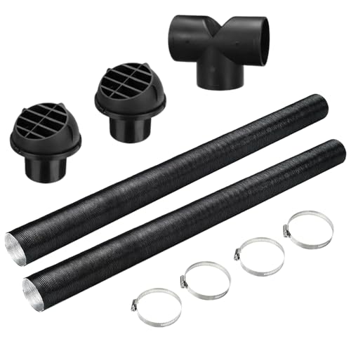 Diesel Heater Ducting 75mm T Piece Diesel Heater Exhaust Pipe 2Pcs Tuyere + 4 Clips 75mm Heater Ducting Diesel Heater Outlet Hose