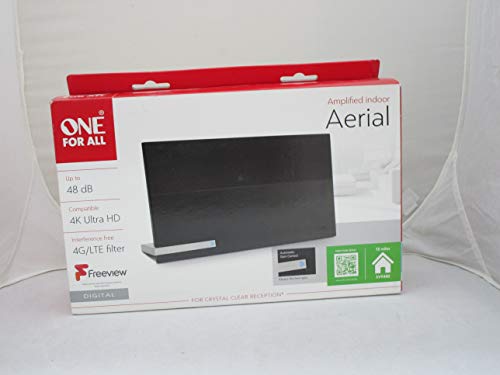 One For All Amplified Indoor Antenna - Black - 48 dB Gain - Ready to recieve Freeview - Digital Antenna - SV9480