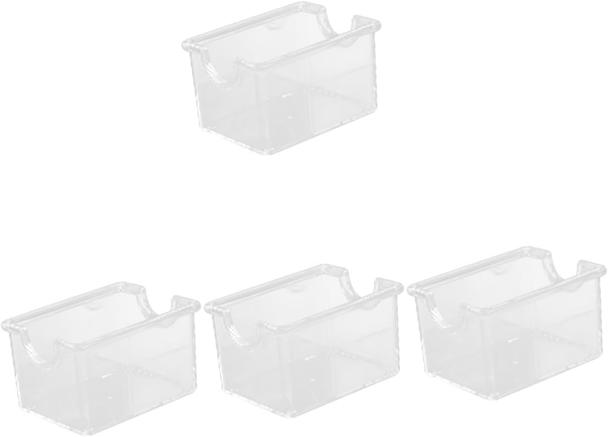 Cabilock 4pcs Tea Bag Storage Box Transparent Acrylic Organizer for Sugar and Tea Bags for Use Stylish Countertop Storage
