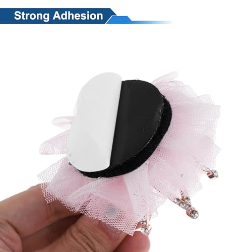 Partuto Motorcycle Helmet Accessories Decoration Crown with Rhinestones and Veiling for Motorcycle Bicycle Skiing Helmets Gold Tone Pink Alloy Sticker 1 Set