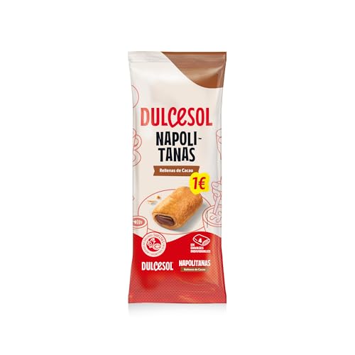 Dulcesol - Napolitanas Rellenas de Cacao - Hojaldre Tierno con Intenso Relleno Cremoso, Pack de 4 Unidades - Bolsa 160 g