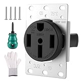 QUCpona 9450 NEMA 14-50R 50 Amp 3 Phase 250V Flush Mount Receptacle, Industrial Grade Straight Blade Outlet,UL Listed Grounding, Black