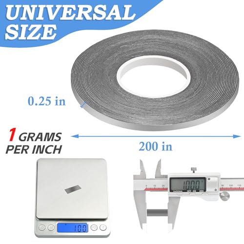 NVAAV 1/4 × 200 polegadas - 1 grama por polegada fita de chumbo para raquete de tênis, raquete de go