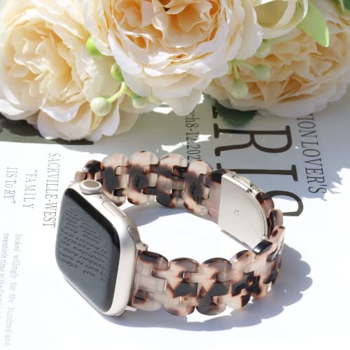 Pleixiu Compatible With Apple Watch Band 38Mm 40Mm 41Mm 42Mm 44Mm 45Mm 49Mm Lightweight Resin For Iwatch Ultra Series 8 7 Se 6 5 4 3 2 1 Apple Watch Bands For Women Men (Oval Tortoise Stone Flower) #TOP4