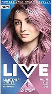 Schwarzkopf LIVE Lightener + Twist Permanent Pink Hair Dye, 2 in 1 Formula, Lightens and Colours Up To 3 Levels- Mauve Kiss 105