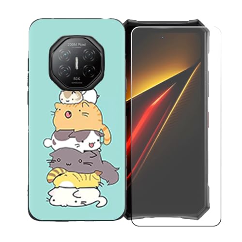 LCEHTOGYE �K�p Doogee S300 Plus +�����K���X�X�N���[���v���e�N�^�[�p�P�[�X�A�K�p Doogee S300 Plus (6,78")�ƌ݊����̂���u���b�N�\�t�gTPU�V���R���Q���P�[�X�ی�J�o�[ LLM39