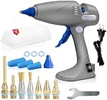 MONVICT Hot Melt Glue Gun with 7 Copper Nozzles, 3 Silicone Finger Covers, 12 Glue Sticks Dual Temperature Switching, Corded Detachable Cord Use Stand-Up Base Anti-drip for Art DIY Craft Repair | 3 Silicone Finger Covers, 12 Glue Sticks Dual Temperat