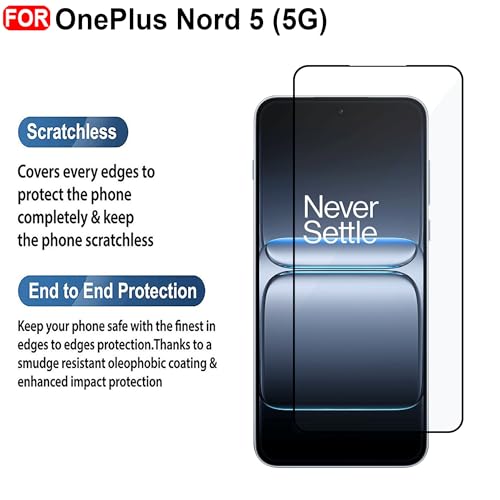 Image of CEDO Tempered Glass for OnePlus Nord 5 (5G) | Screen Protector Full HD Quality Tempered Glass Anti-Scratch Edge to Edge Coverage with Easy Installation Kit (Black)