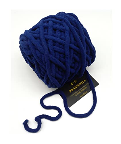 Image of Super Thick Fluffy Jumbo Polyester Baby Blanket Chenille Yarn For Knitting,Crochet&Home Decor Projects,Afghans,Throw Pillows,Cushions&Blankets. -100 Gms 6Mm Thickness Navy Blue
