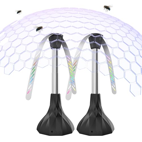 2 PCS Ventilador Repelente de Moscas y Mosquitos, Espanta Moscas para Mesa Físico, Ventiladores Antimoscas Mesa Silencioso y Recargable con Gancho, Plegables y Colgantes para Fiestas, Restaurantes