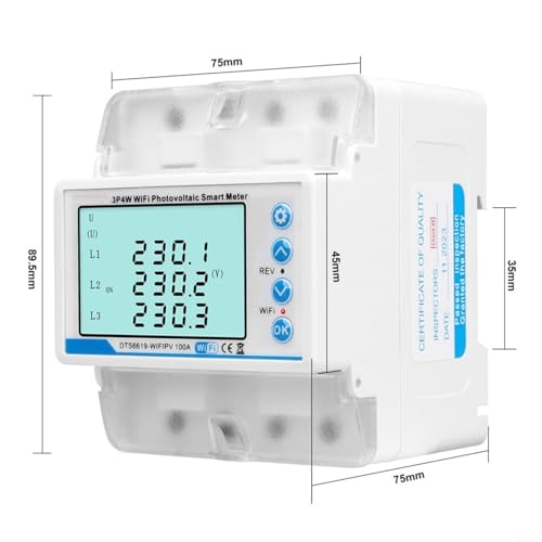 Compteur d'énergie WiFi triphasé avec protection tension et boîtier blanc - 8
