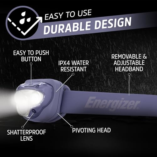 Image of Energizer LED Headlamp PRO (2-Pack), IPX4 Water Resistant Head Light | Hands-free light, camping headlamps for indoor and outdoor use, 260 lumens, head lights for forehead, 3 modes
