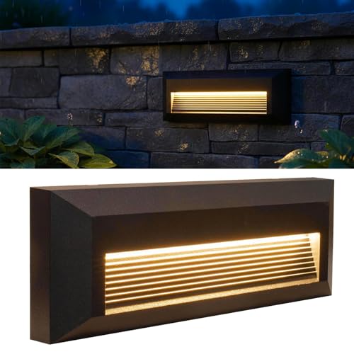 Planetitaly Segnapasso led IP65 6w CCT rettangolare a parete esterno IP65 segnapassi lampada (NERO)