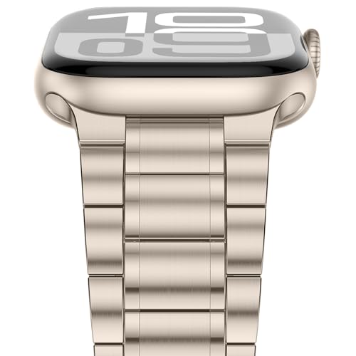 Anlinser Correas Compatible con Correa Apple Watch 42mm 41mm 40mm 38mm, Cinco Eslabones Pulsera de Repuesto Acero Inoxidable Metal para iWatch Serie 11 10 9 8 7 6 5-1 SE (Blanco Estrella)