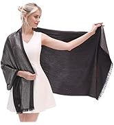 LMVERNA Women's Sparkling Metallic Soft Pashmina Shawls and Wraps Scarf in Solid Colors