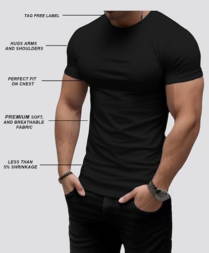 Trailblazer Slim Fit White and Black T-Shirts (3 Pack) Crewneck No Shrink Undershirts3