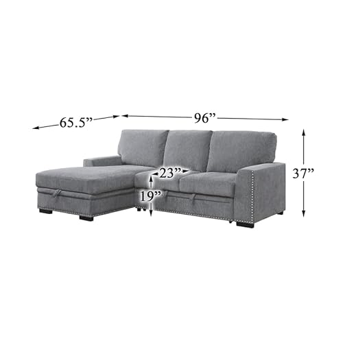 Lexicon Mulligan Sectional Sofa Sleeper, Left Chaise, Gray #TOP2