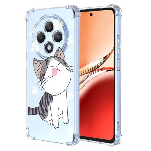 Clear Cover per Oppo Reno 12F 4G 5G Reno 12 FS 4G 5G Motivo Carino Gatto Custodia Trasparente Antiurto Morbido Bumper Case - Cat tpu