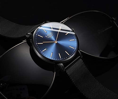 LIGE Ultra-Thin Men Watches Unisex Waterproof Sport Stainless Steel Mesh Wrist Watch Gents Fashion Simple Quartz Analogue Watches for Men