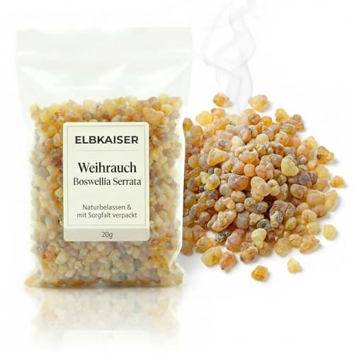 ELBKAISER Weihrauch zum Räuchern Boswellia Serrata Kirchenweihrauch 20g - Hochwertiges Räucherharz - Rosenweihrauch - Frankincense Resin - Incense Weihrauch Harz akgünlük sakizi