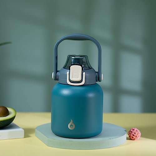 Image of BJPKPK 27oz Insulated Water Bottle with Straw Lid, Cute Stainless Bottle | One-Hand Straw Lid, BPA-Free Leakproof Large Water Bottle with Handle, Keeps Cold & Hot, Vacuum Insulation for Gym & Outdoor