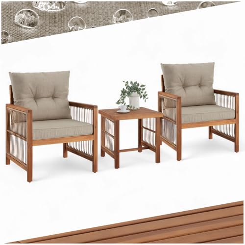 tectake® Lounge Set, Balkonmöbel Bistrotisch Set mit 2X Gartenstuhl...