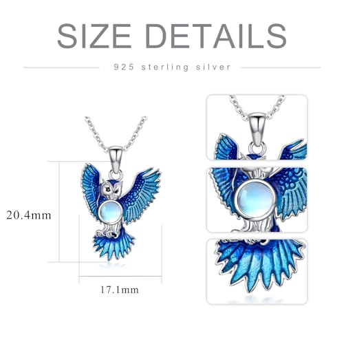 PELOVNY Owl Necklace 925 Sterling Silver Moonstone Necklace Owl Moonstone Pendant Jewelry For Women 6