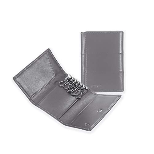 Tri-fold Key Wallet/Holder [Full-grain Leather] 6 Hooks & 2 Card Slot