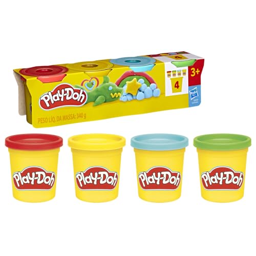 Image of Play-Doh 4 Pack Classic Colors, 3 Ounce Cans of Modeling Compound, Kids Arts & Crafts, Preschool Toys for Girls & Boys 3+