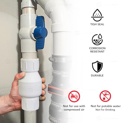 Image of MIDLINE VALVE PVC Inline Check Valve for Backflow Prevention 2'' Solvent Connections White Plastic