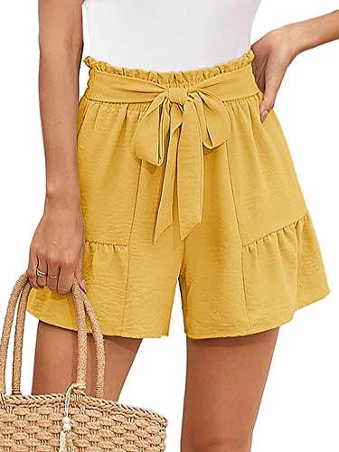 Heymoments Women's Wide Leg Shorts Lightweight High Waisted Adjustable Tie Knot Loose Fit Summer Cute Trousers