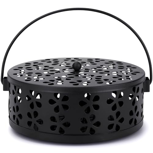 Mosquito Incense Coil Holder Indoor Outdoor Citronella Incense Coil Holder for Home Patio Camping (Black)