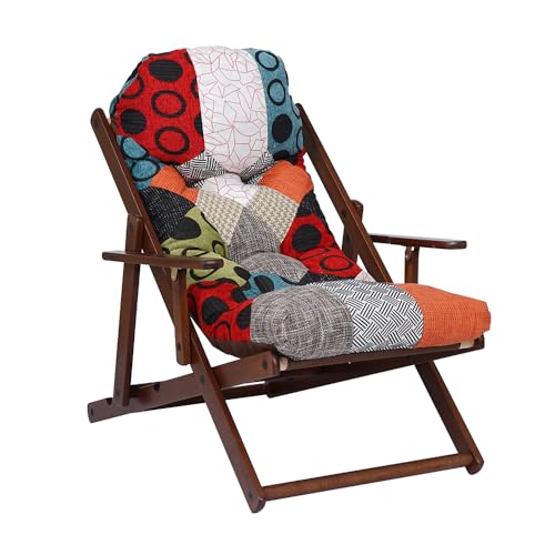 Liberoshopping Sillón de madera plegable Relax 3 posiciones cojín acolchado Made in Italy marco nogal (Patchwork)
