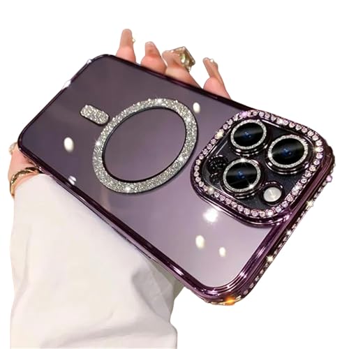 Coque paillettes pour iPhone 14 Pro antichoc et transparente violette